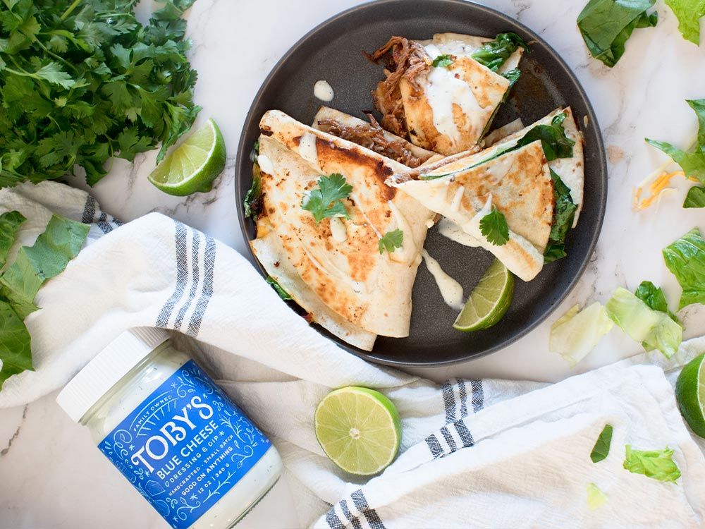 How to make Pulled Pork Quesadilla with Blue Cheese Dressing & Dip
