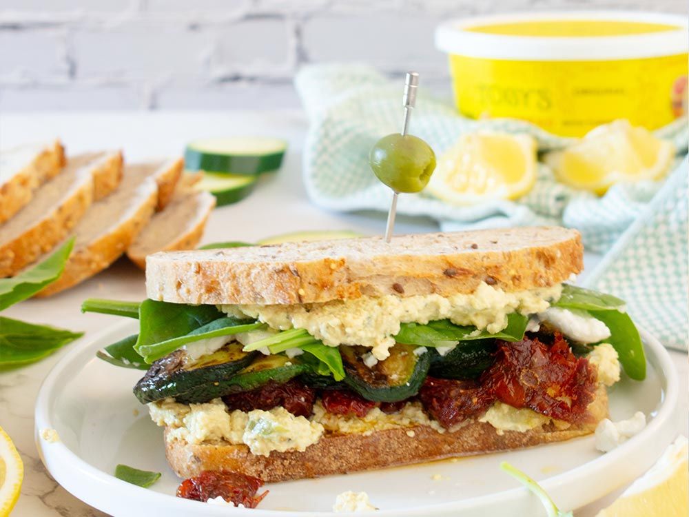 How to make Mediterranean Veggie Sandwich with Plant Based Dip & Spread