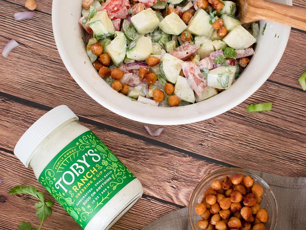 How to make Buffalo Chickpea Salad with Ranch Dressing & Dip