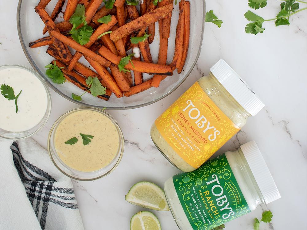 How to make Crispy Roasted Carrot Fries with Ranch & Honey Mustard Dressing & Dip