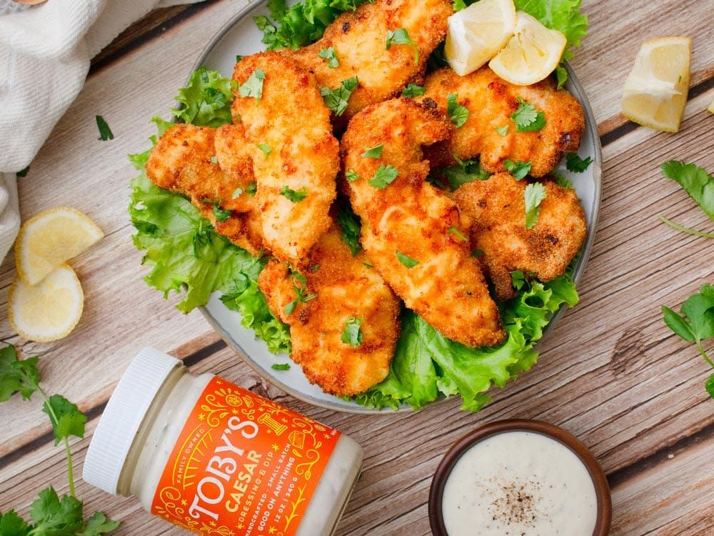 How to make Air Fryer Chicken Tenders with Toby’s Caesar Dressing