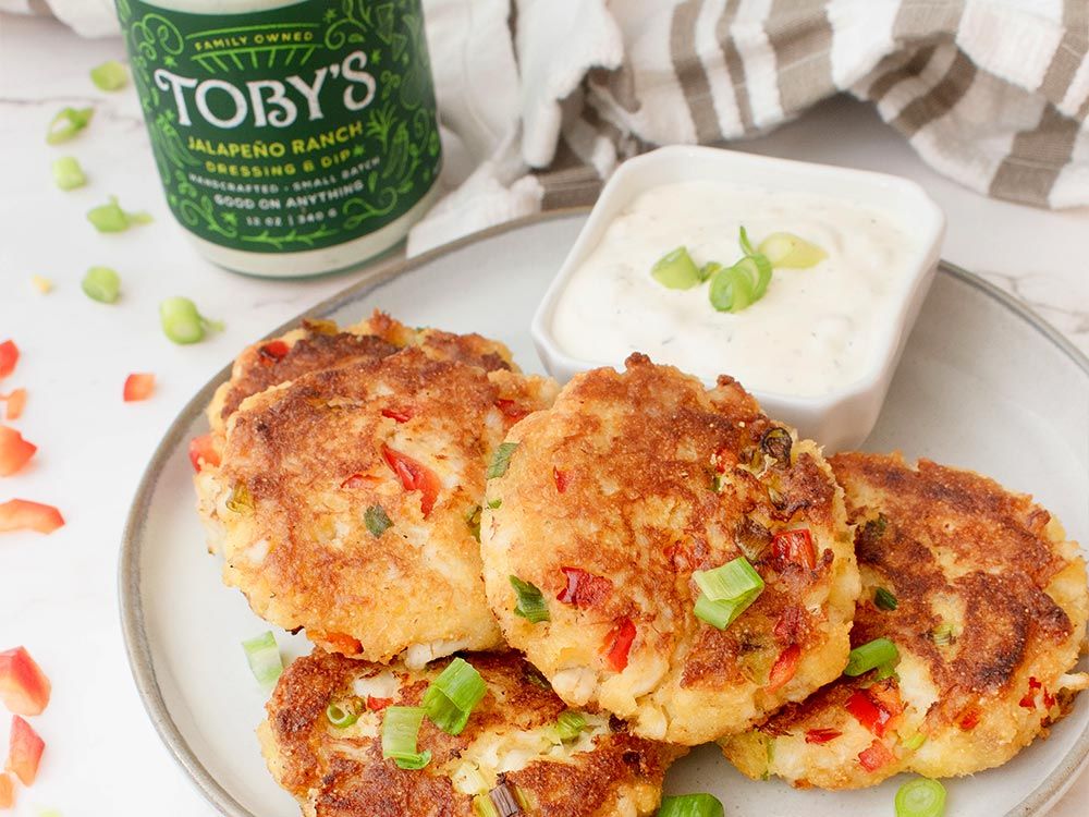 How to make Mini Cornbread Crab Cakes with Toby’s Jalapeno Ranch Dressing