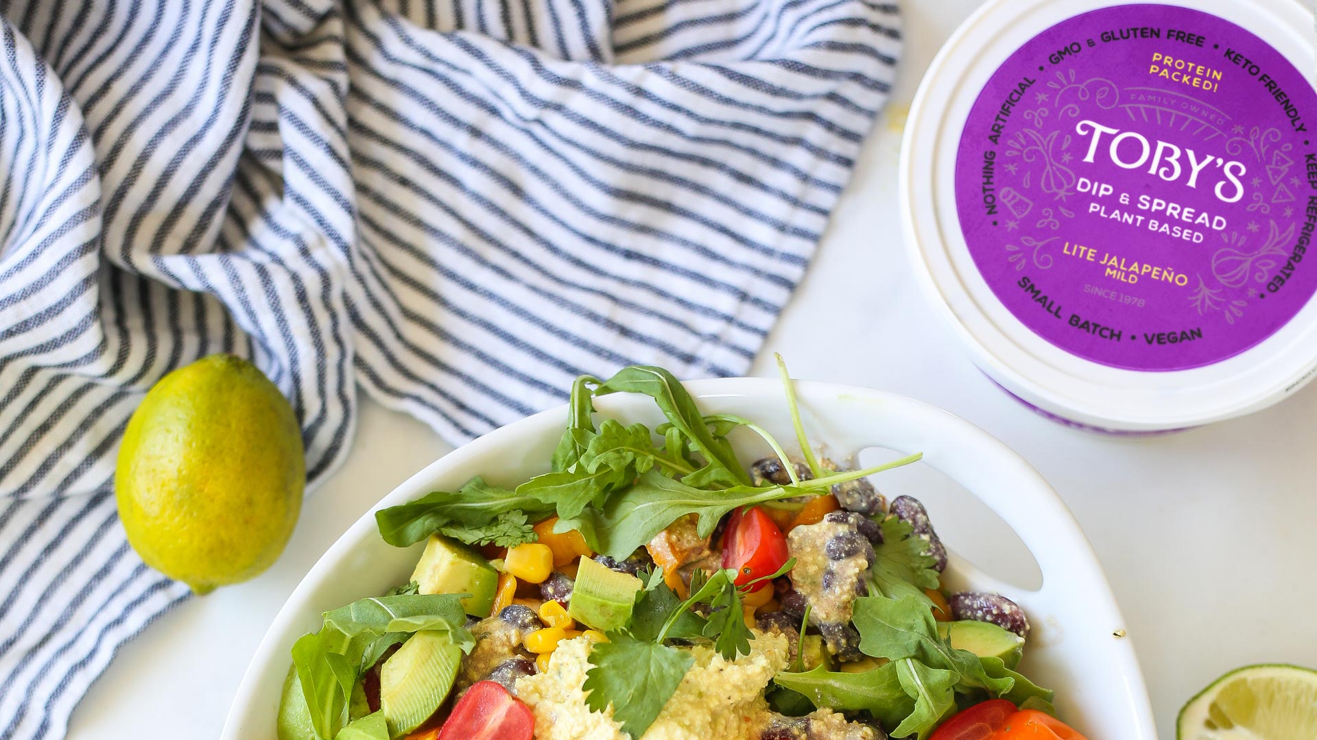 Toby's Lite Jalapeno Dip & Spread on 3 bean salad