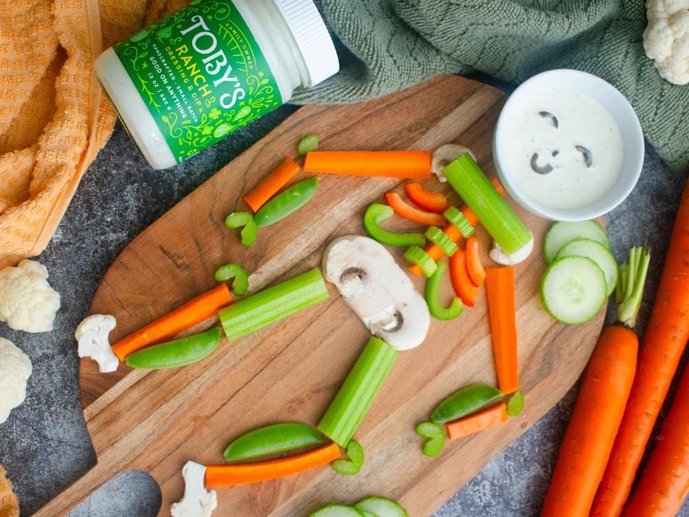 How to make Veggie Skeleton Board with Toby’s Ranch Dressing