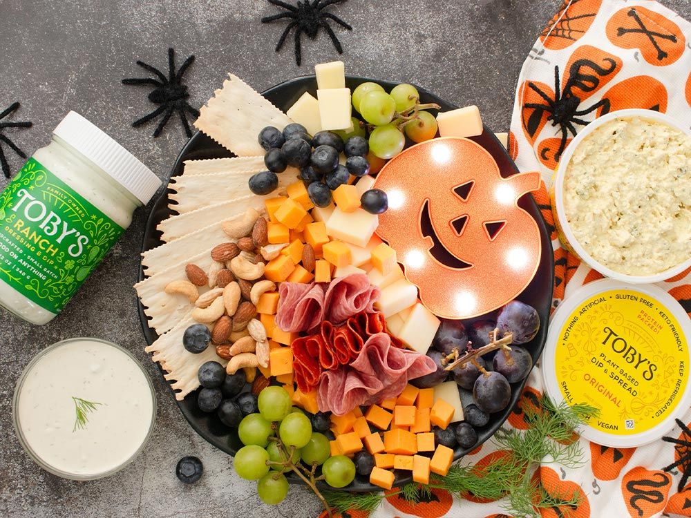 How to make Halloween Charcuterie Board with Ranch and Plant Based Dip