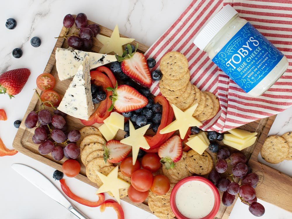 How to make Red White & Blue Cheese Snack Board