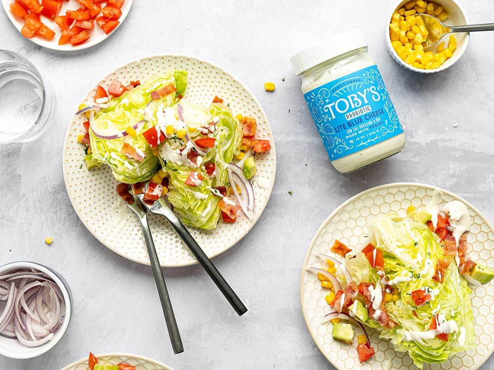 How to make Bacon Avocado Wedge Salad with Probiotic Yogurt Blue Cheese Dressing