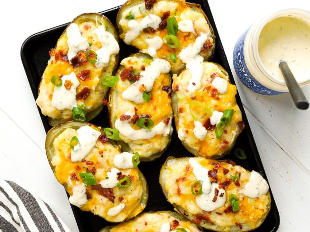 How to make Twice Baked Potatoes with Blue Cheese Dressing & Dip