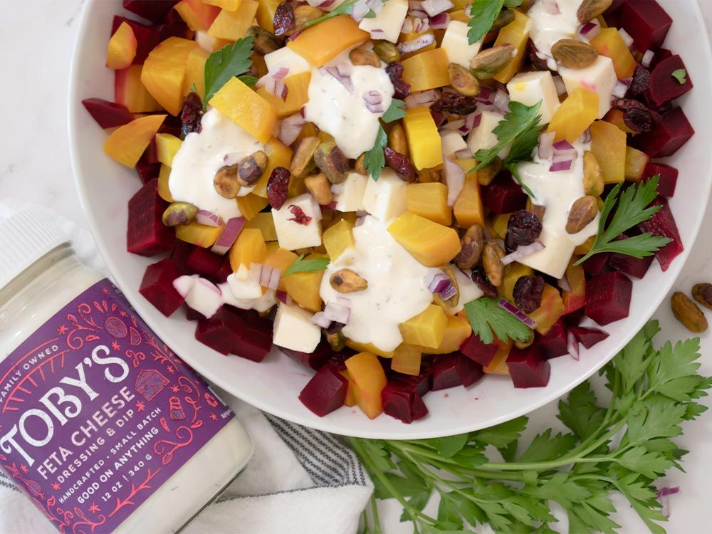 How to make Beet Salad with Feta Cheese Dressing & Dip