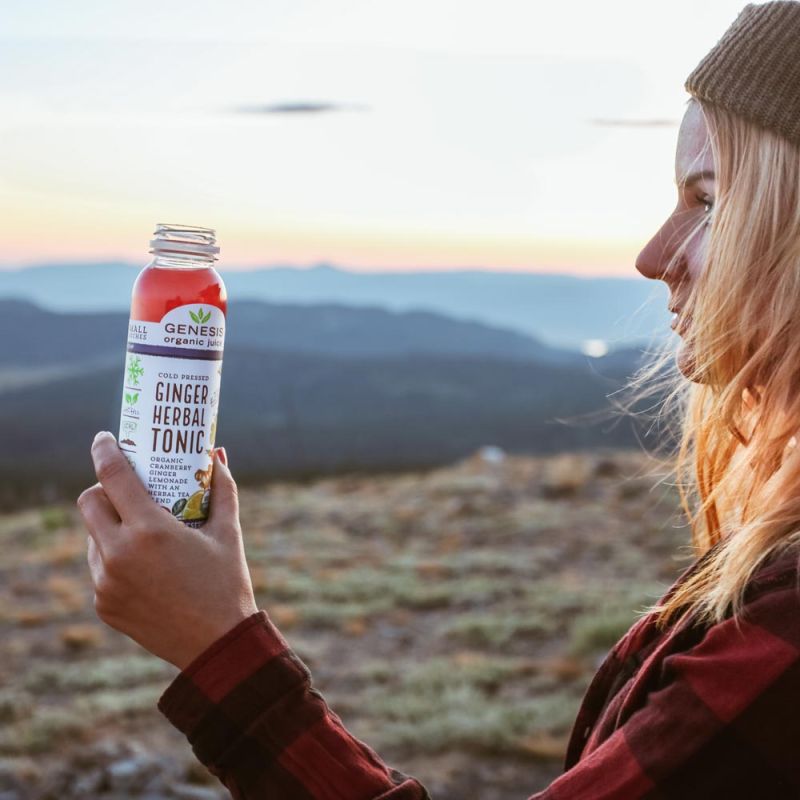 Genesis organic juice on a hike