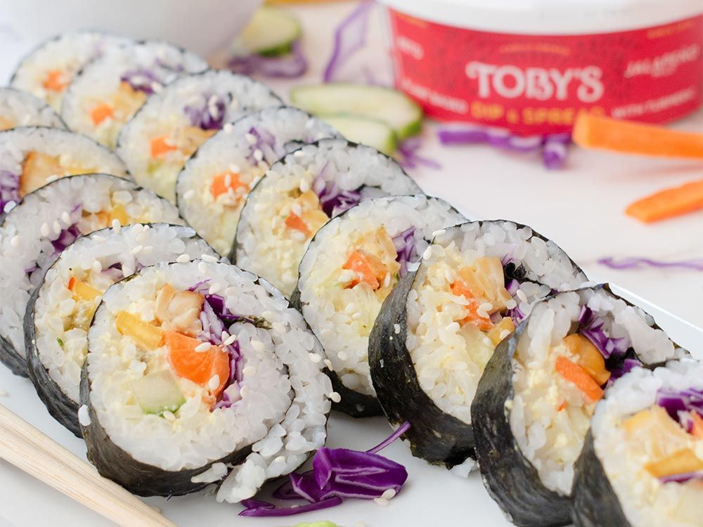 How to make Veggie Sushi Roll with Jalapeño Plant Based Dip & Spread