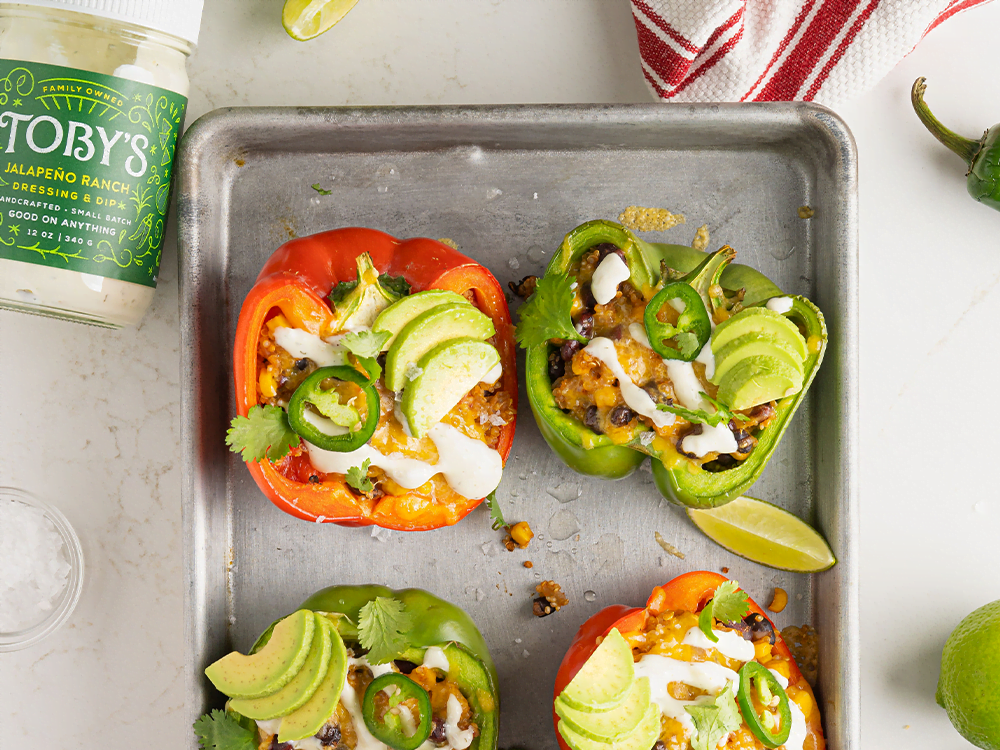 How to make Vegetarian Stuffed Bell Peppers with Jalapeño Ranch Dressing