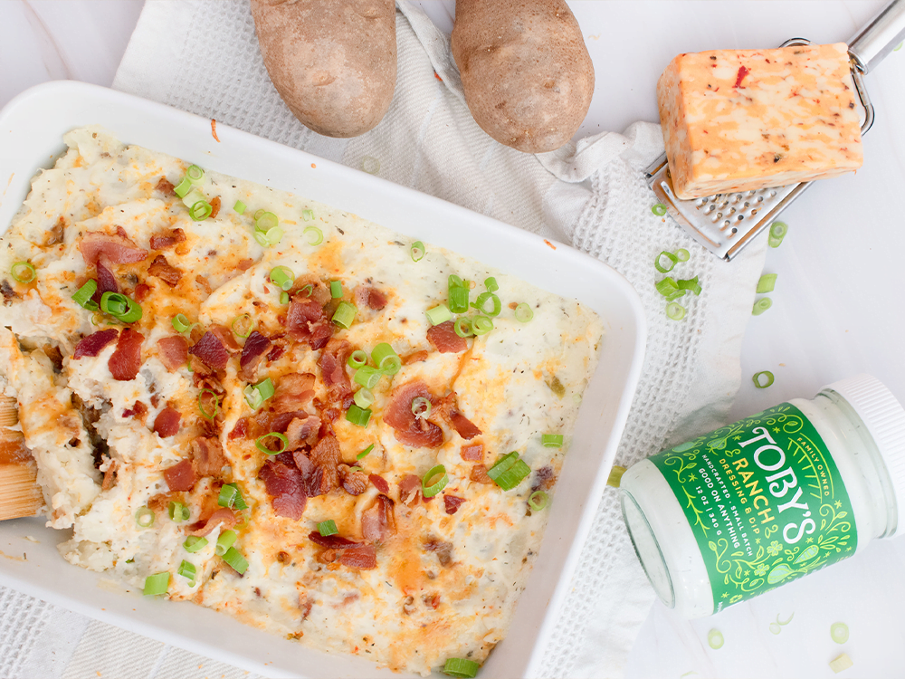 How to make Cheesy Bacon Mashed Potatoes with Ranch Dressing