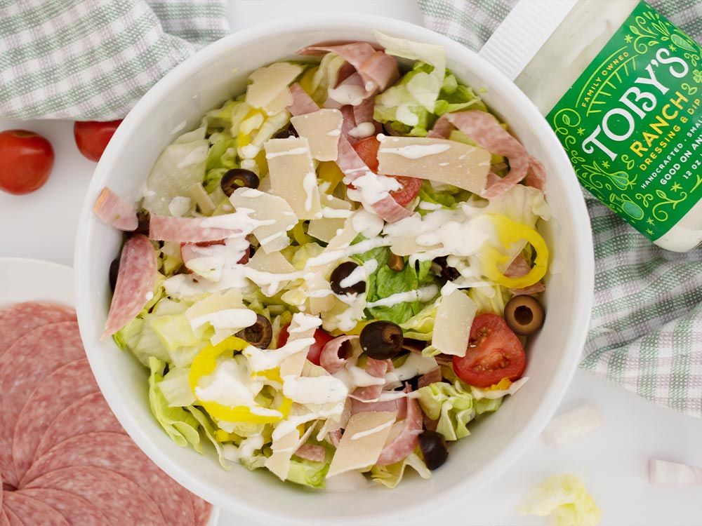 How to make Sub sandwich salad with Ranch Dressing & Dip