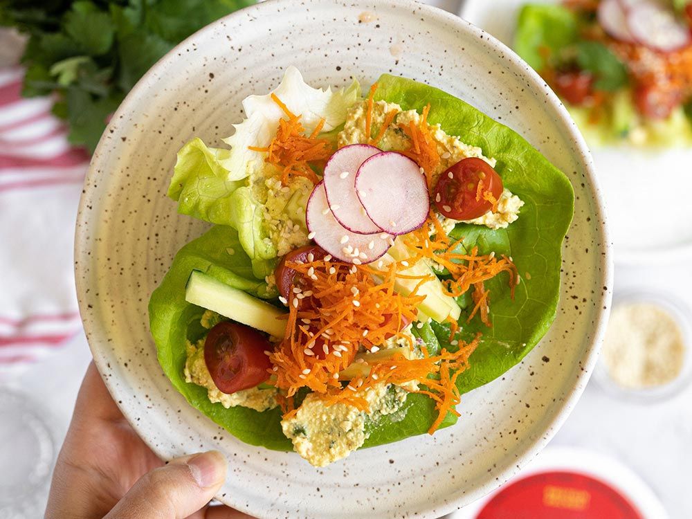 How to make Mostly Raw Lettuce Cups with Toby’s Plant Based Dip & Spread