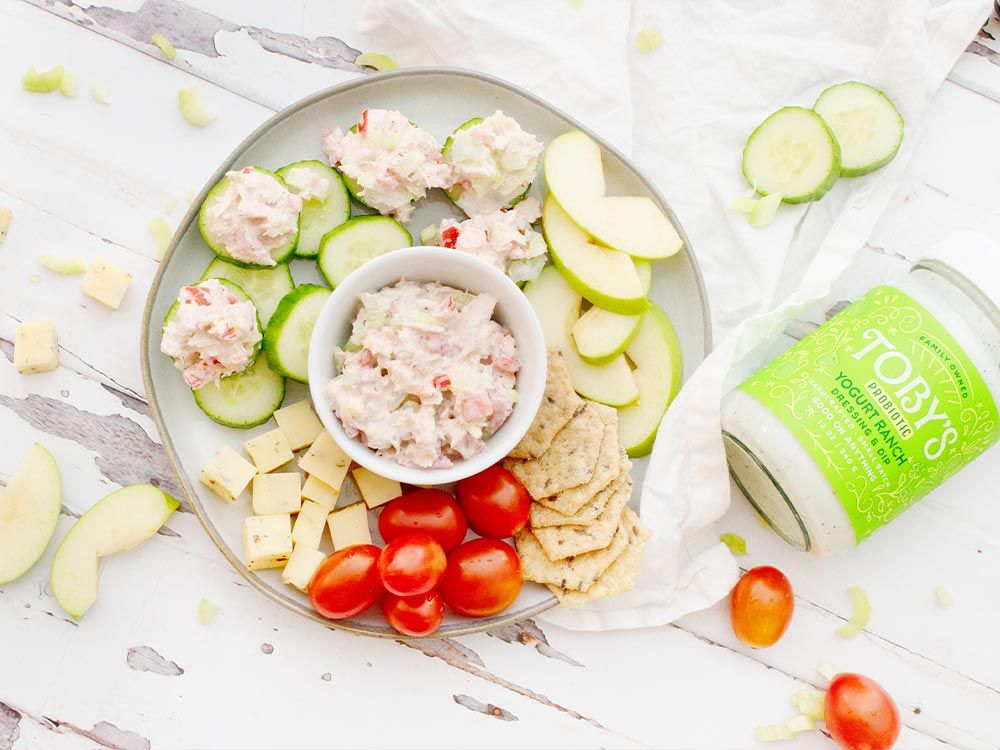 How to make Tuna Salad Snack Plate with Yogurt Ranch Dressing & Dip
