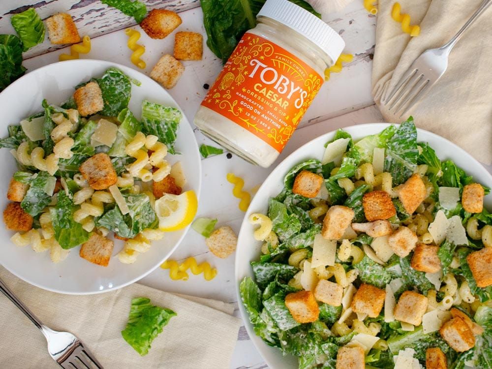 How to make Caesar Pasta Salad with Toby’s Dressing & Dip