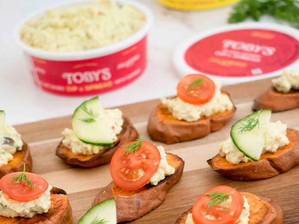 How to make Sweet Potato Crostini with Plant Based Dip & Spread