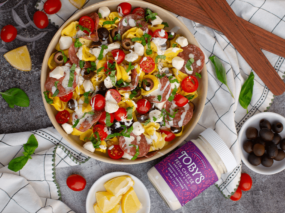 How to make Italian Pasta Salad with Feta Cheese Dressing