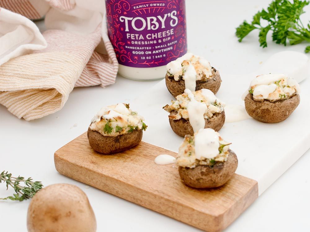 How to make Stuffed Mushrooms with Feta Cheese Dressing & Dip