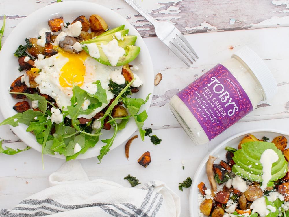 How to make Harvest Breakfast Hash with Feta Cheese Dressing & Dip