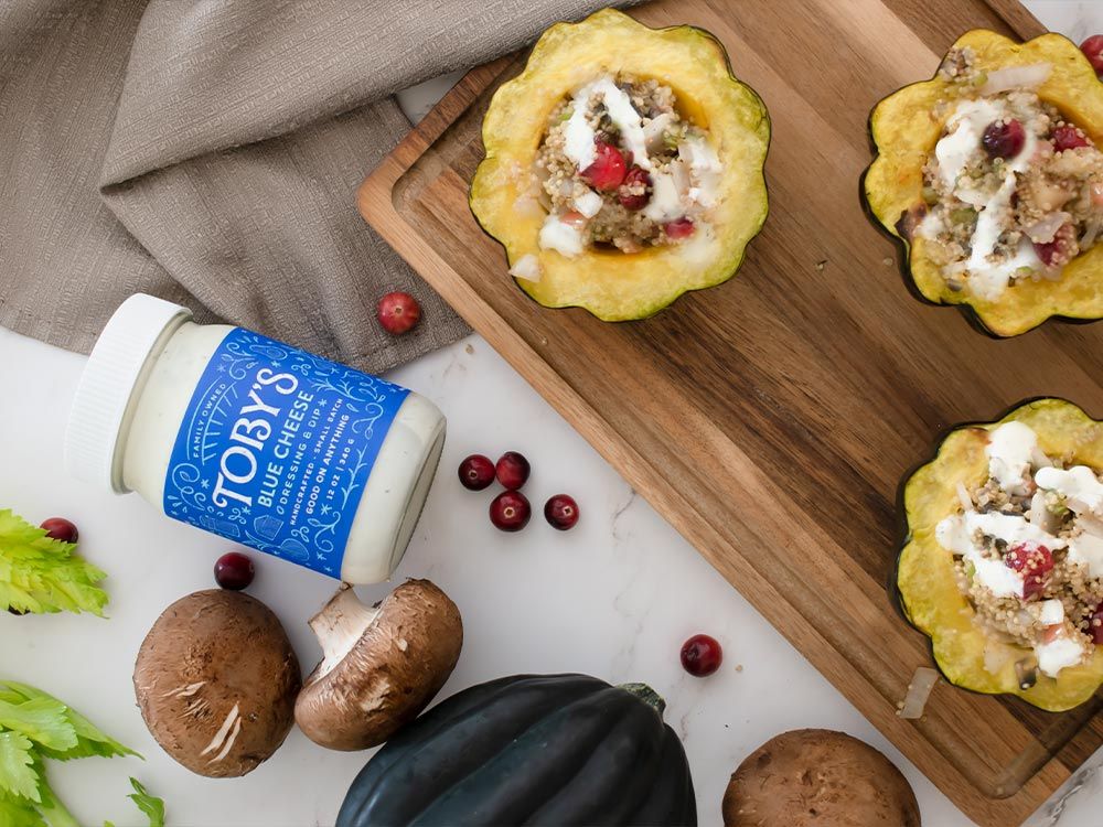 How to make Stuffed Acorn Squash with Blue Cheese Dressing & Dip