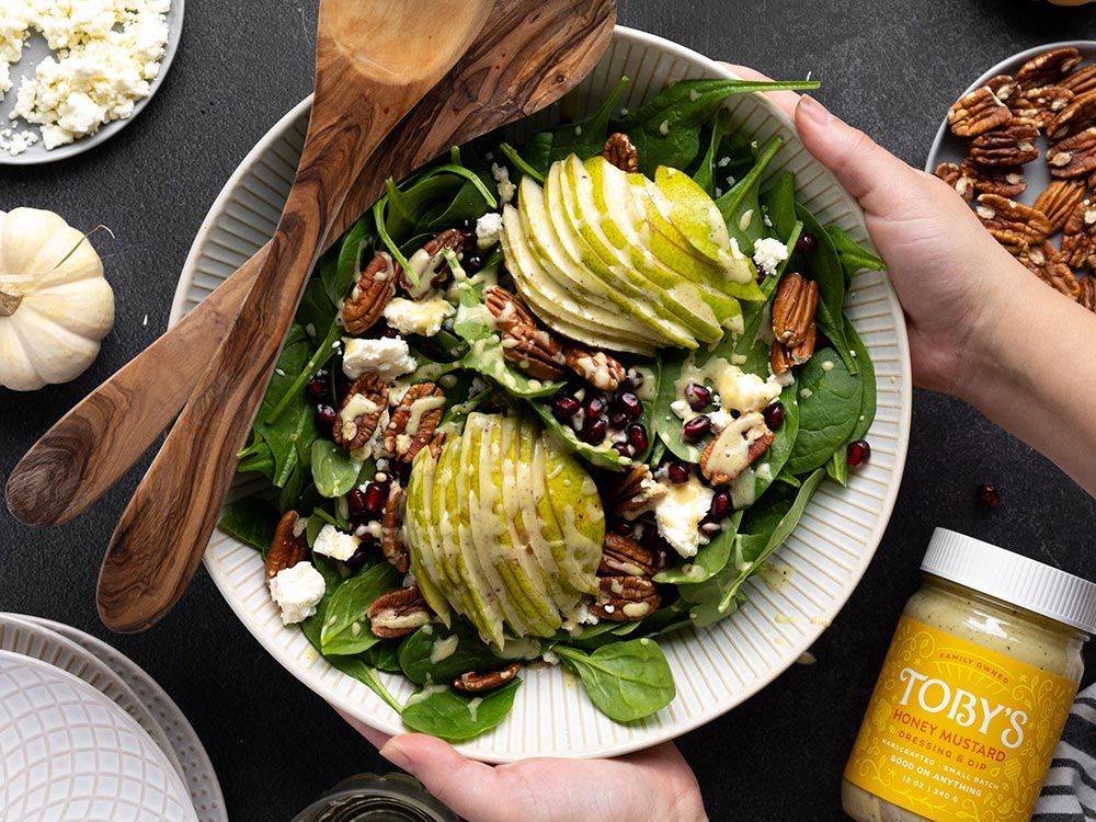 How to make Winter Spinach Salad with Honey Mustard Dressing