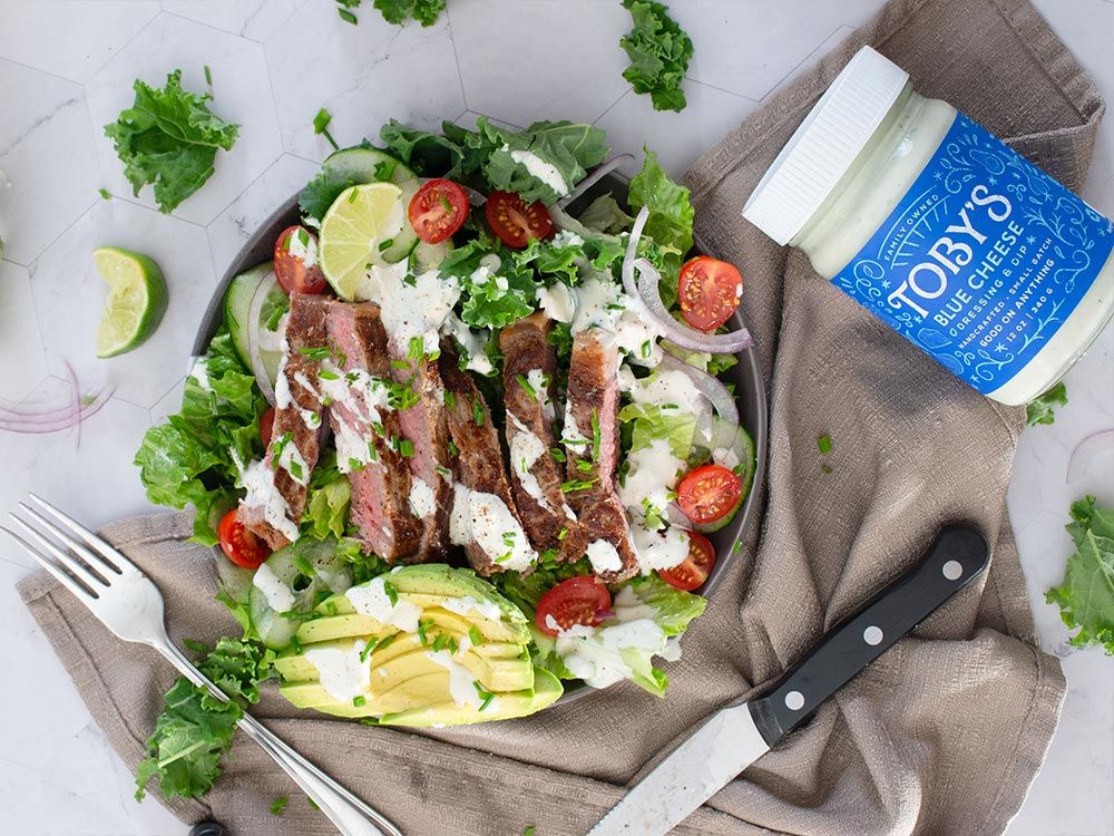 How to make Flank Steak Salad with Blue Cheese Dressing & Dip