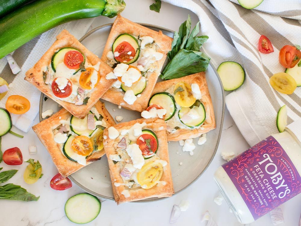 How to make Zucchini Tomato Puff Pastry with Feta Cheese Dressing