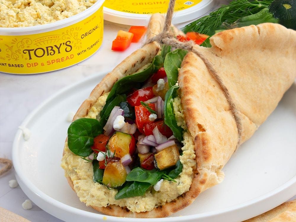 How to make Roasted Veggie Pita Wrap with Original Dip & Spread