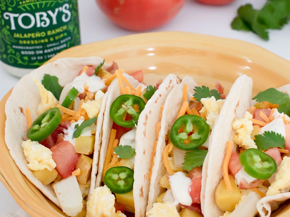 How to make Scrambled Egg Breakfast Tacos with Jalapeño Ranch Dressing & Dip