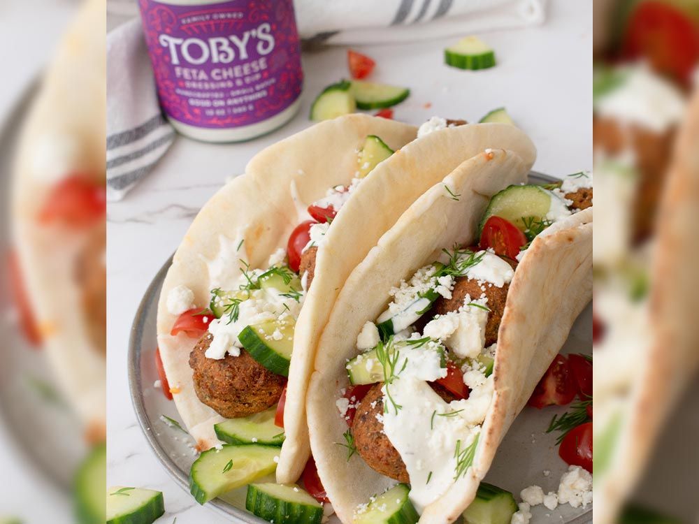 How to make Veggie Falafel Gyros with Feta Cheese Dressing