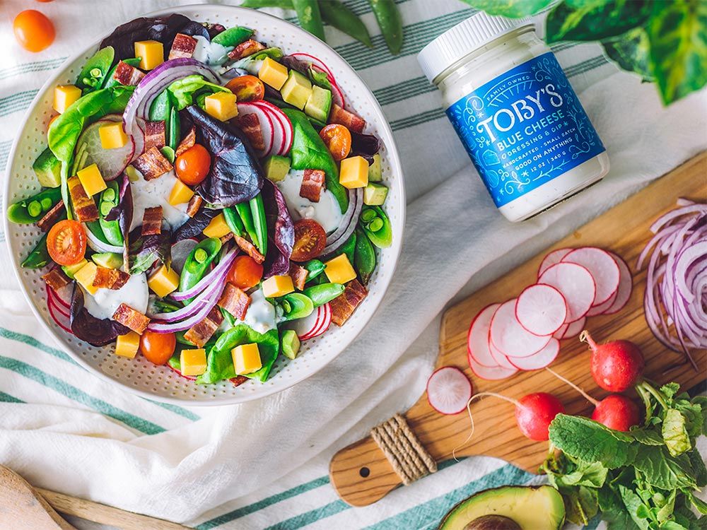 How to make Spring Snap Pea Salad with Bacon and Blue Cheese Dressing