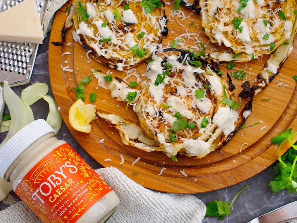 How to make Roasted Cabbage Wedges with Toby’s Caesar Dressing