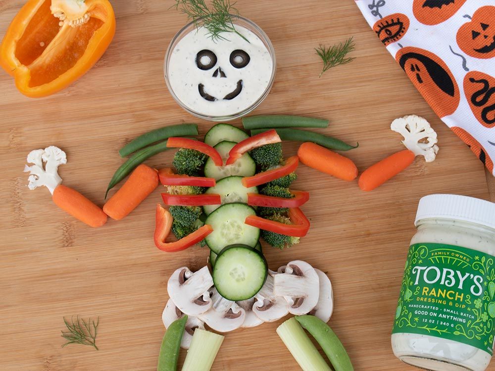 How to make Vegetable Skeleton with Ranch Dressing & Dip