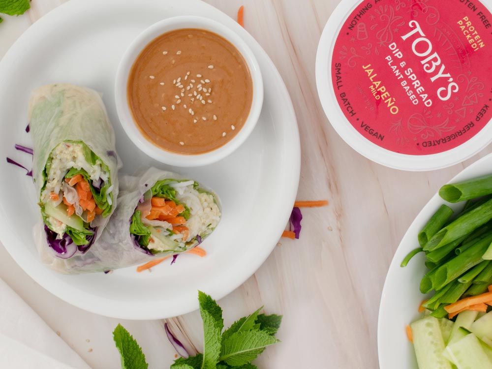 How to make Rice Paper Rolls with Plant Based Jalapeño Dip & Spread