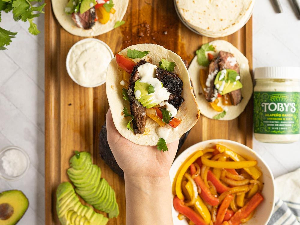 How to make Spicy Steak Fajitas with Jalapeño Ranch Dressing