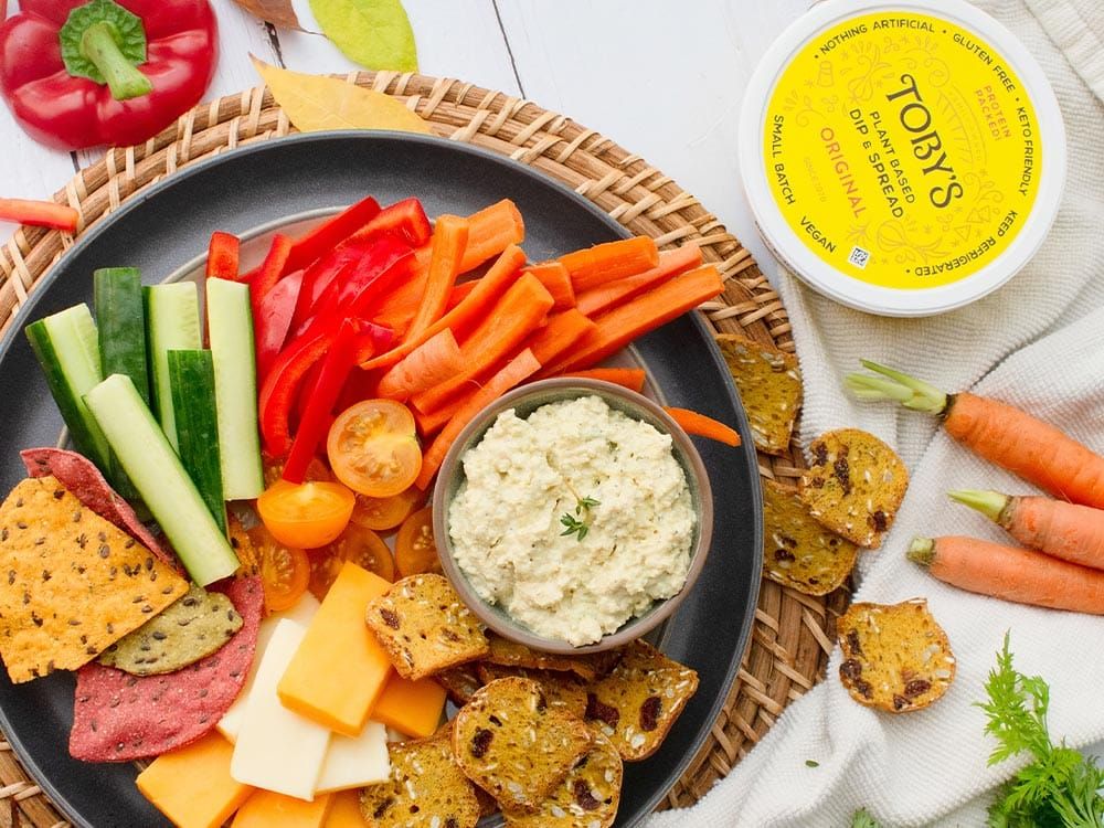 How to make Quick Easy Snack Plate with Plant Based Dip & Spread