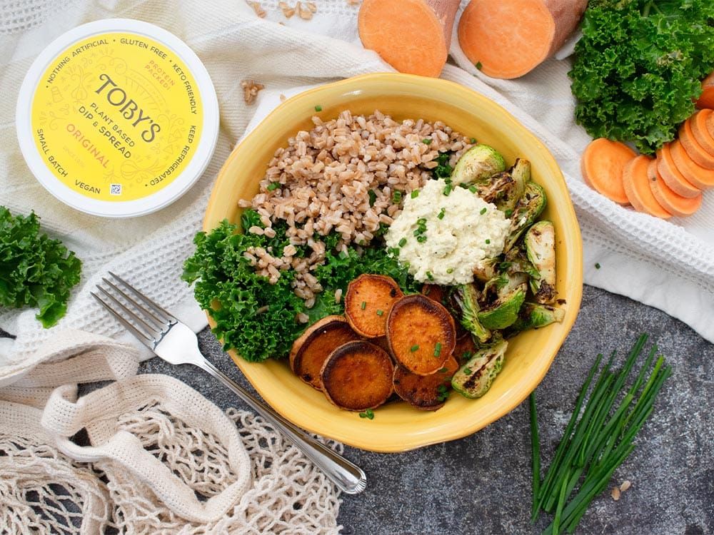 How to make Cozy Autumn Grain Bowl with Plant Based Dip