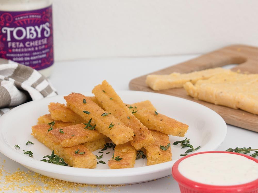 How to make Polenta Fries with Feta Cheese Dressing & Dip