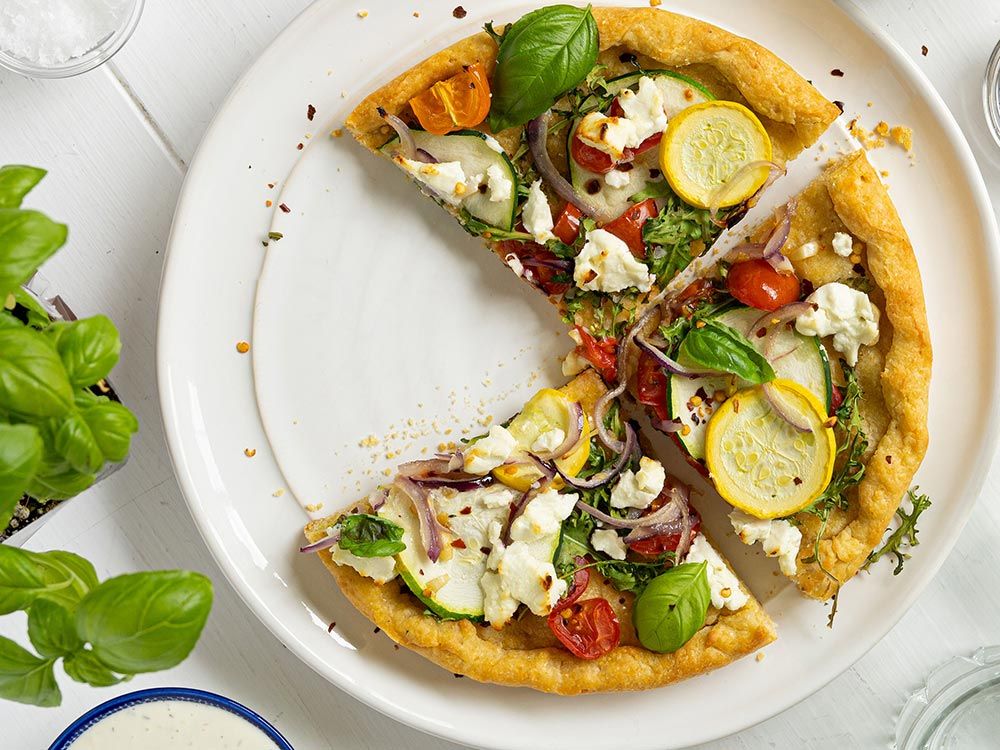 How to make Vegetable Flatbread Pizza with Blue Cheese Dressing & Dip