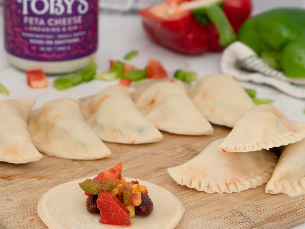 How to make Veggie Empanadas with Feta Cheese Dressing & Dip