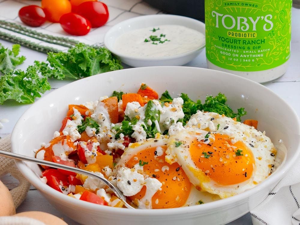 How to make Simple Savory Breakfast Bowl with Toby’s Yogurt Ranch Dressing