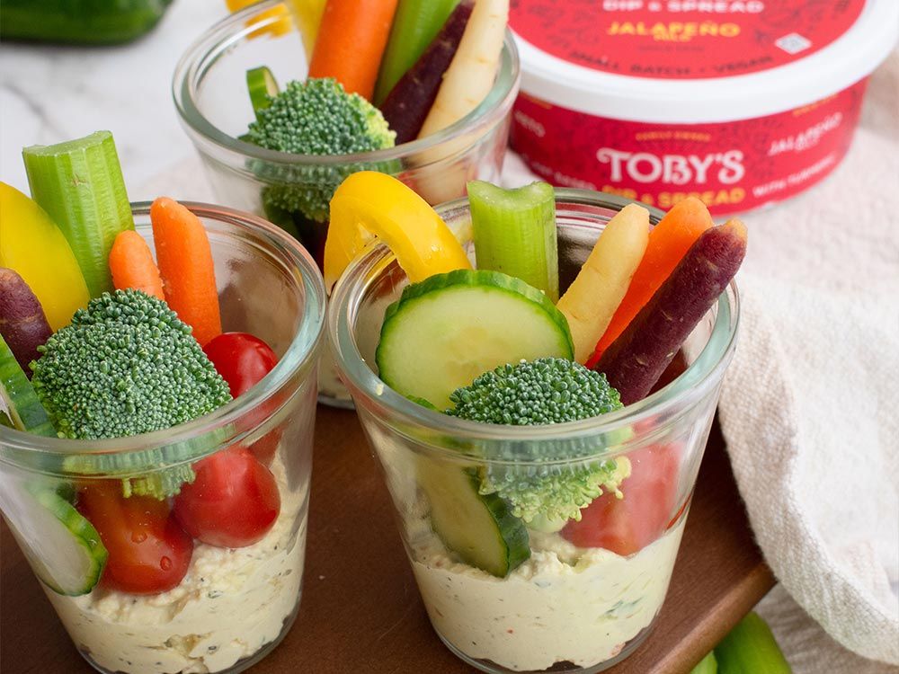How to make Veggie Dip Cups with Plant Based Dip