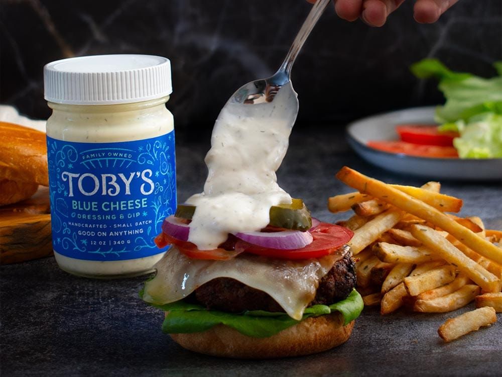 How to make Blue Cheese Cheeseburger with Toby’s Dressing & Dip