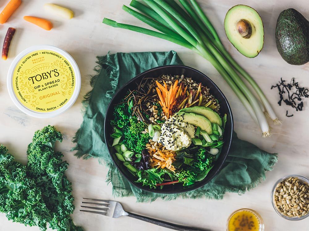 How to make Greens and Grains Bowl with Toby’s Original Dip & Spread
