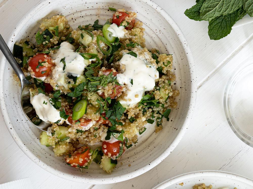 How to make Quinoa Tabbouleh with Feta Cheese Dressing
