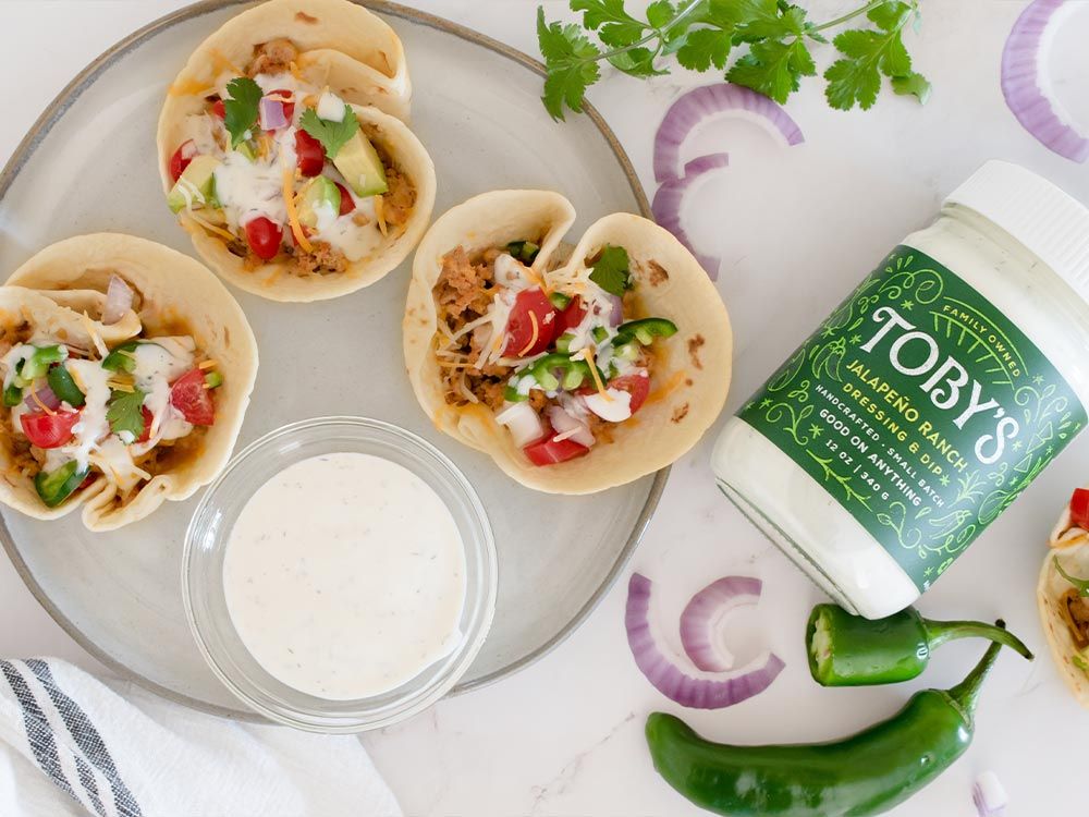 How to make Taco Cups with Jalapeño Dressing & Dip