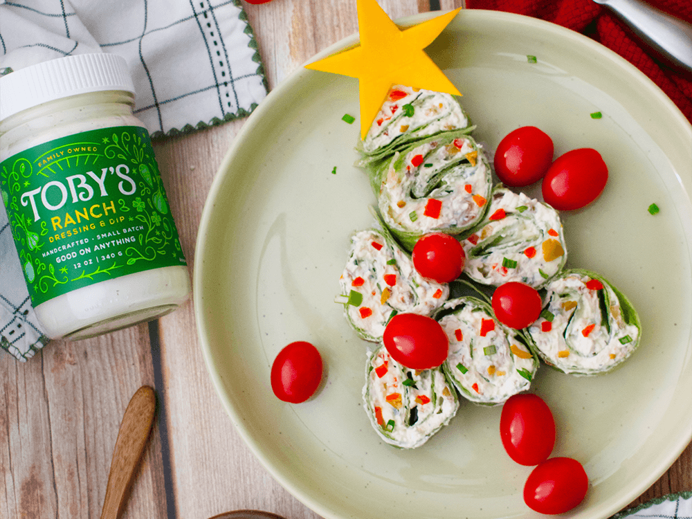 How to make Christmas Tree Pinwheels with Toby’s Ranch Dressing