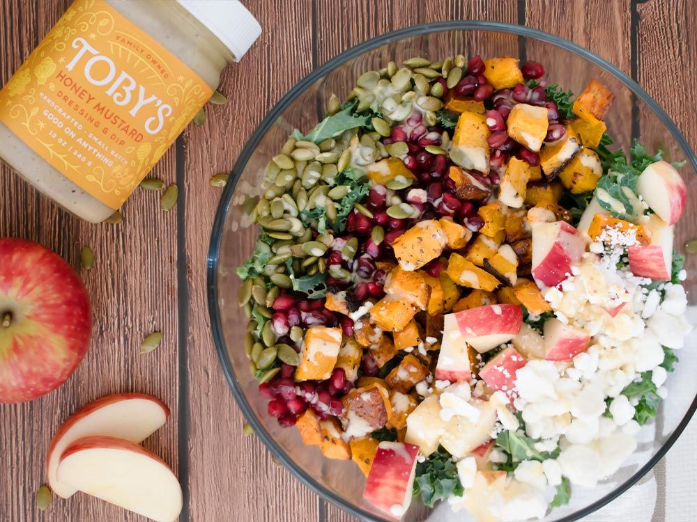 How to make Roasted Butternut Squash Salad with Honey Mustard Dressing & Dip